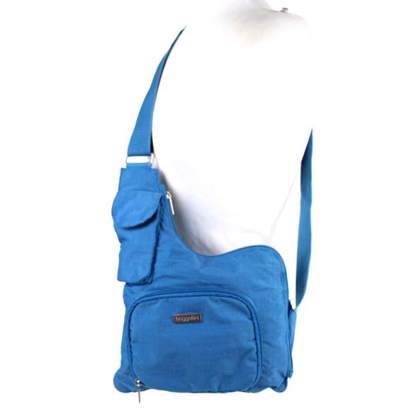 baggallini BLUE NYLON CANVAS URBAN MESSENGER CROSSBODY ORGANIZER SHOULDER BAG 2 - Picture 1 of 14